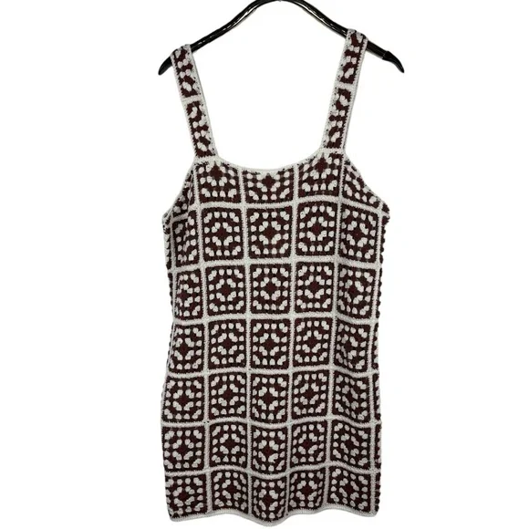 MARINE LAYER CELESTE HANDMADE CROCHET GRANNY SQUARE RETRO 70S UNLINED MINI DRESS - Picture 4 of 15